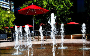 Natural Stone Water Feature with Drainage Pavers