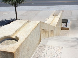 Gobi Tan Granite With Multiple Finishes Used in Charles Korrick Fountain - HDG Building Materials