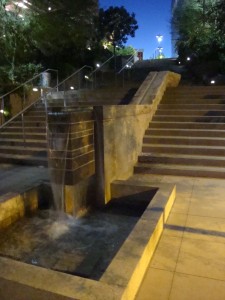 Charles Korrick Fountain Flowing at Night - Charles Korrick Fountain - HDG Building Materials