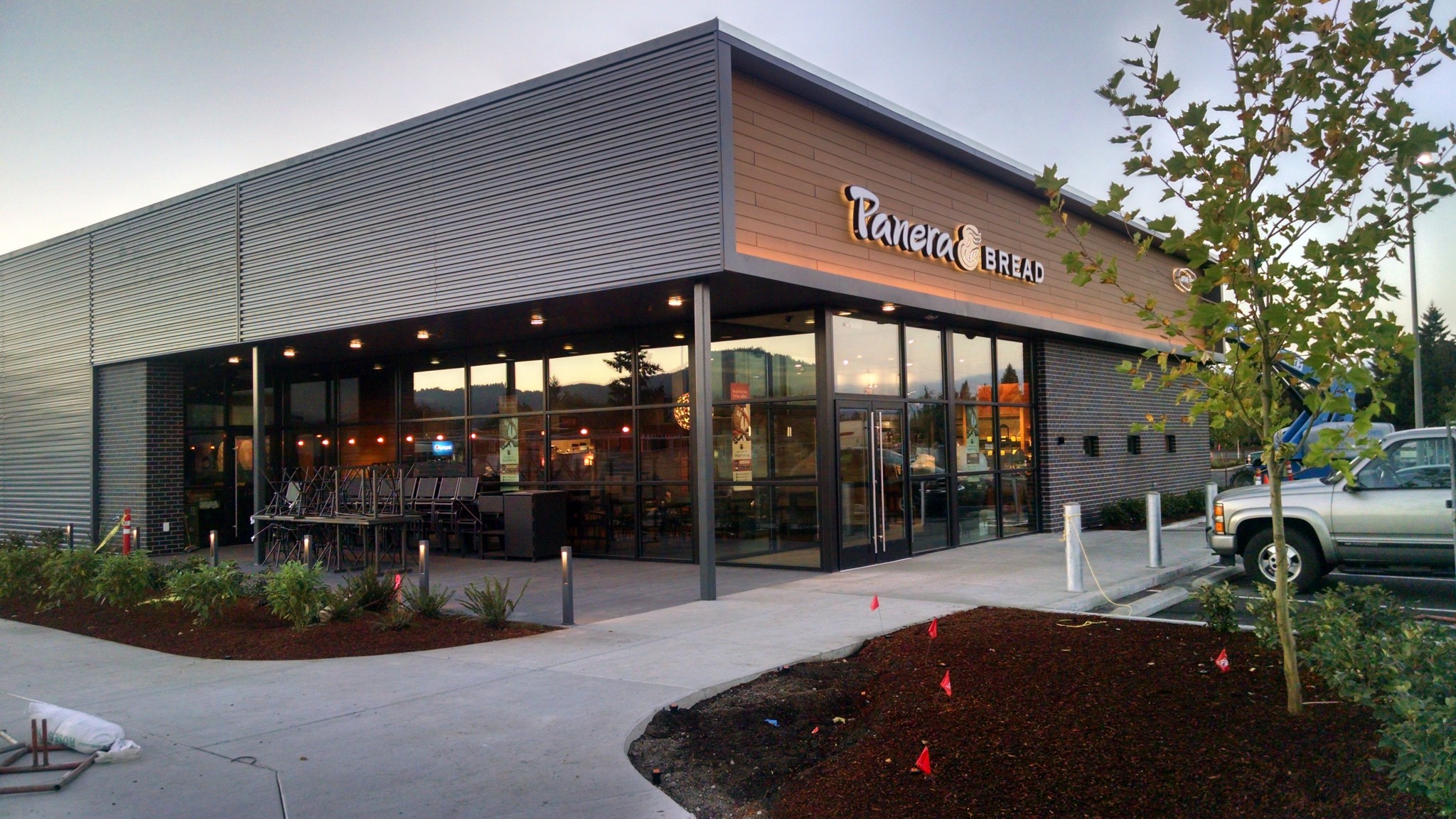 Resysta Tru-grain Cladding on Panera Bread - HDG Building Materials