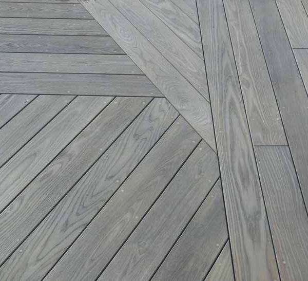 Thermally-modified Ash 1 x 6 Grooved Decking patterns for Decking and Siding Applications