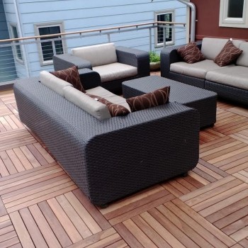 Sustainable Tropical Massaranduba Hardwood Pavers on Rooftop Deck