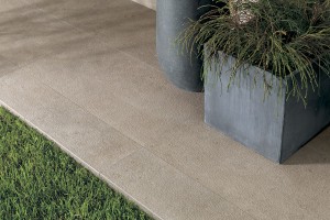 HDG Cedrone Beige Tan Porcelain Tile - Outdoor 2cm Thick - Installed Over Grass