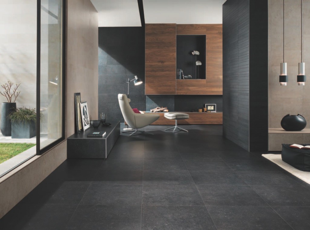 HDG Neros Porcelain Tile with Veining and Fossils - Black - HDG Building Materials