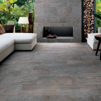 Outdoor Living Room Design with HDG Trust Silver Porcelain Pavers
