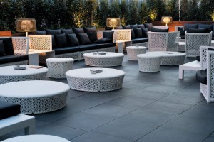 Outdoor Dining Terrace with HDG Berona Dark Brown Porcelain Paver - HDG Building Materials