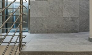 Sierra Graphite Porcelain Tile in Wall and Flooring Application - HDG Building Materials