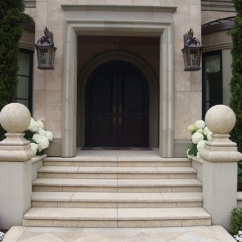 Residence Entrance with Natural Stone Stairs and Approach
