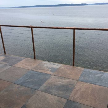 Rooftop Deck with Stone Finish Jamba Slate Porcelain Pavers Installed Over Buzon Pedestals