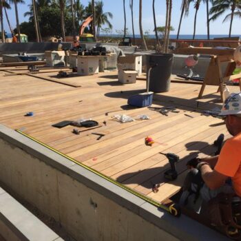 Workers Installing Ipe Wood Decking at Four Seasons Resort