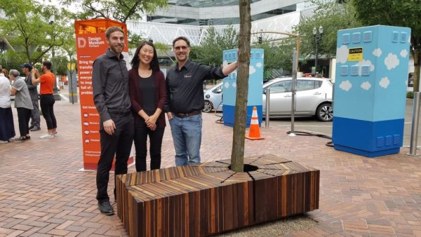 Erik Nelson with Thermory bench and designers of A Quite Place to Sit and Rest