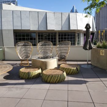 Outdoor Seating on Deck with Buzon Pedestals and Concrete Pavers - HDG Building Materials