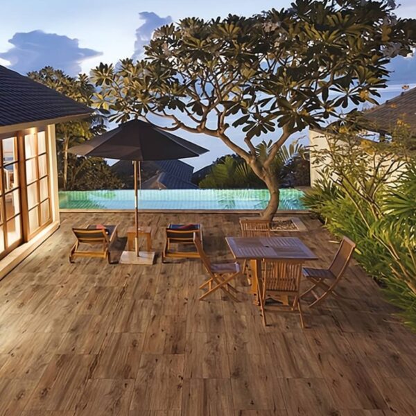 HDG Charo Brown 3CM Porcelain Paver with Brown Alder Wood Finish