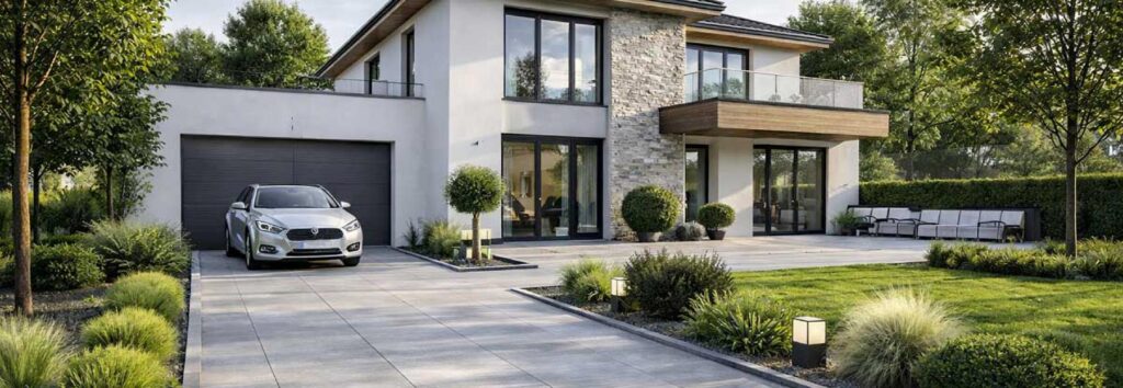 HDG Colo-Tipo 3CM porcelain paver with light grey vein-cut sandstone finish