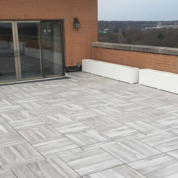 Acacia Wood Finish Porcelain Paver Private Terrace Rooftop Deck Application