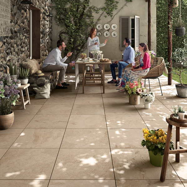 Jamba Sand Porcelain Pavers with Slate - Coarse Finish - Courtyard Patio - HDG Building Materials