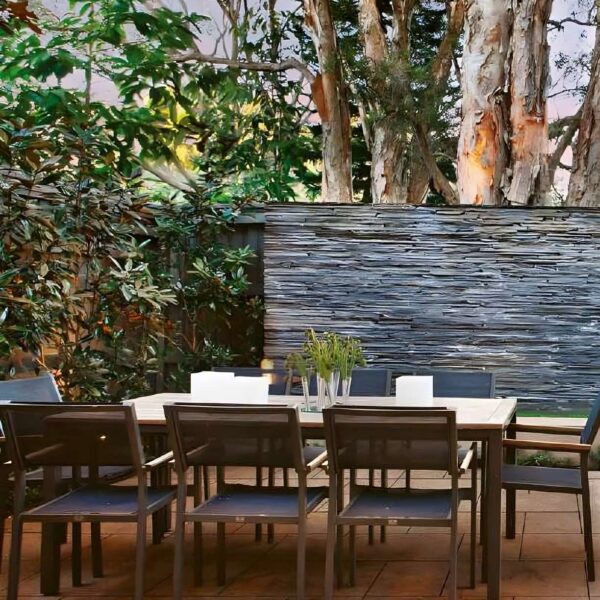 Kaia Tan Porcelain Pavers Outdoor Dining Area