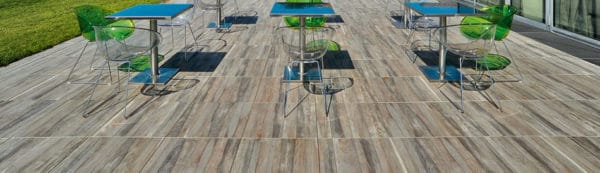 Kauri Grey Wood Finish Porcelain Paver - Outdoor Dining Application - HDG Building Materials