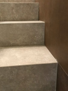 Brussa Crema Porcelain Paver Stairs detail - HDG Building Materials