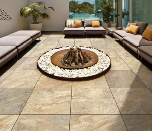 Silas Gold Porcelain Pavers in Poolside Terrace 60x60 cm - HDG Building Materials
