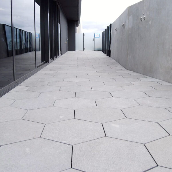 Honeycomb Shaped Pavers with Buzon Circular Spacer Tabs - HDG Building Materials redux