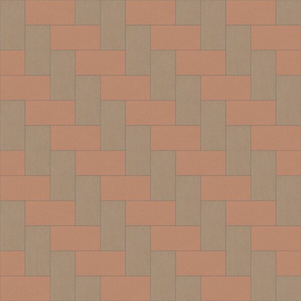 Layout with 60x60 cm and 30x60 cm Metro Rust - Metro Brown - Porcelain Pavers-weave