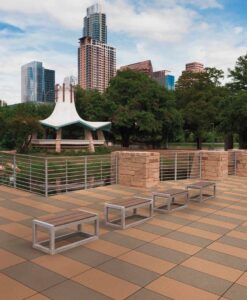 Metro Rust and Metro Brown Porcelain Pavers in Urban Park Plaza