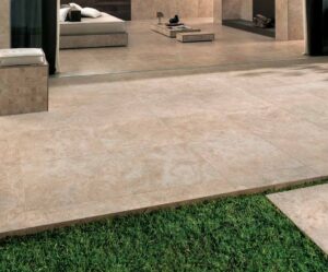 Outdoor Patio Application with Calcare Beige Porcelain Pavers