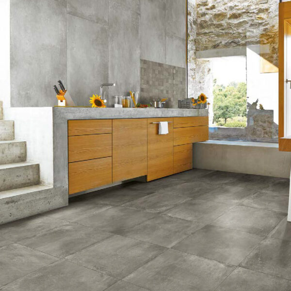 24x48 inch Concrete Finish Porcelain Pavers Installed Vertically