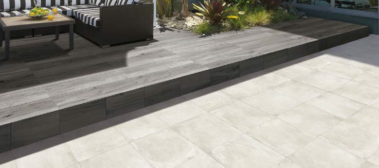 Cemento Chalk 24x24 Porcelain Paver Terrace Blended Design