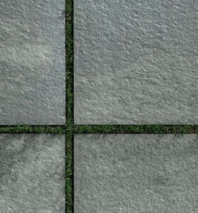 Fusa Grey Porcelain Pavers Installed on Grass