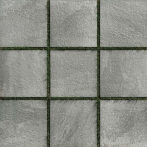 Layout of Fusa Ash Porcelain Pavers Over Grass