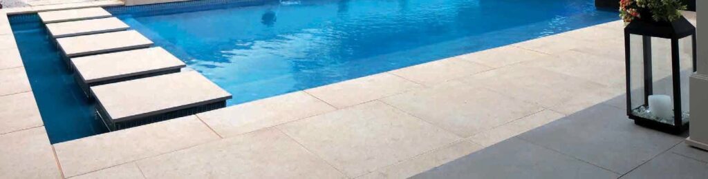 Pool Decking Application with Fusa Luna 60x60 in Porcelain Pavers Feature