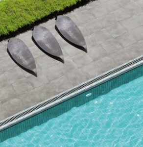 Pool Surround Decking with 24x24 inch Cemento Ash Textured Concrete Finish Porcelain Pavers