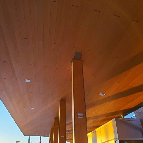 Resysta Composite Soffits and Columns in FVG C26 Rust Color
