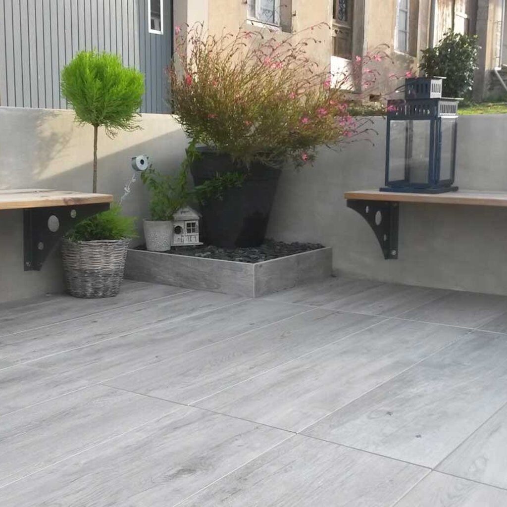 Porcelain Pavers with Wood Metal Stone and and Concrete