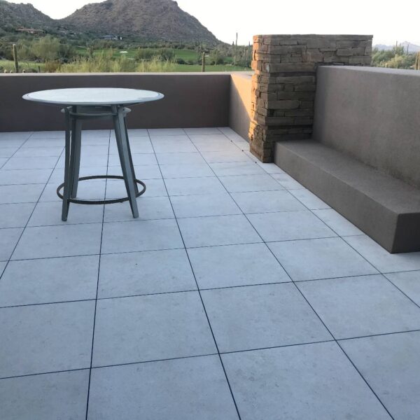 Perfectly Level Deck for People and Furniture - HDG Fusa Luna Porcelain Pavers Installed Over Buzon Pedestals