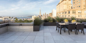 HDG Sandina Cream Porcelain Pavers in Terrace with City View