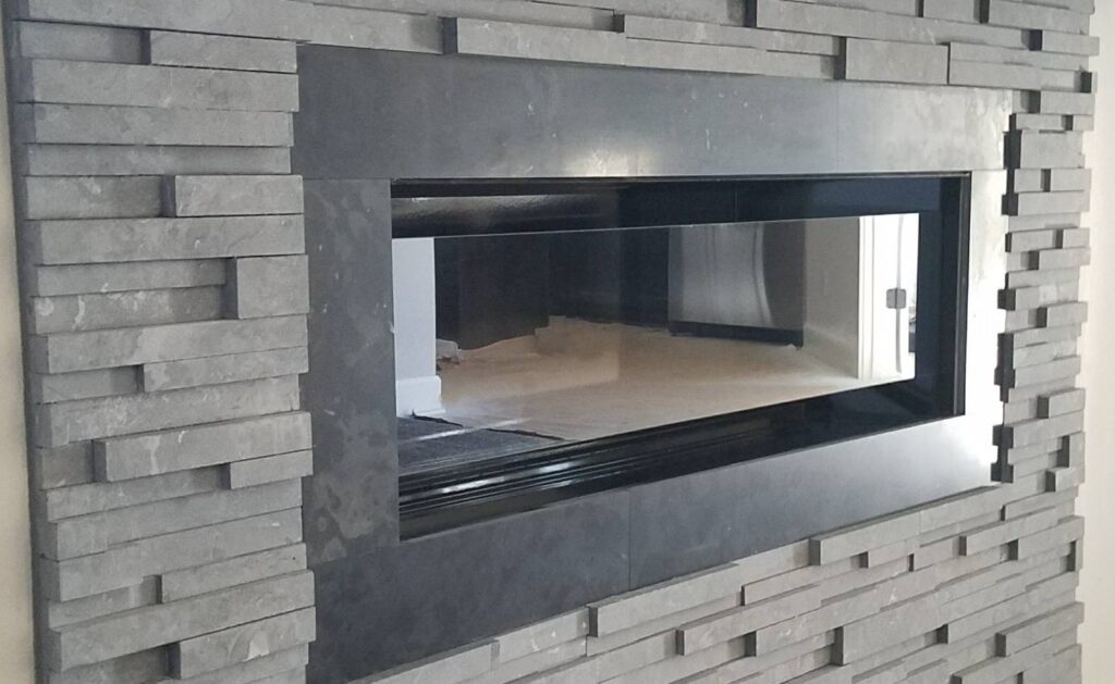 Modern Black Limestone Fireplace - HDG Building Materials