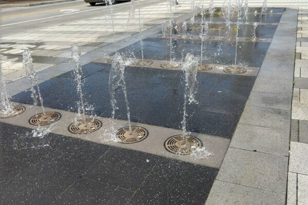 Buzon Pedestals Water Feature in New Orleans Convention Center