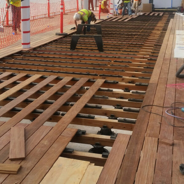 Apple Park - Board Decking Over Buzon Pedestals Raised Flooring System