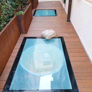 Wood and Glass Decking with Aluminum Joists