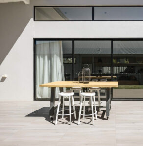 Outdoor Dining Terrace Application Uses White Ash Porcelain Pavers