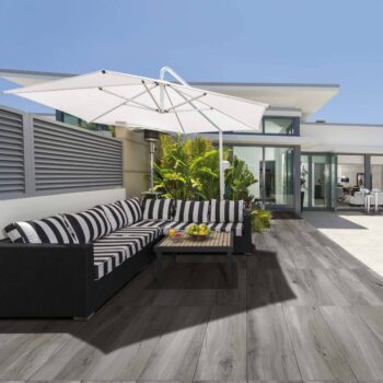 Outdoor Living Room with Silver Ash Porcelain Pavers