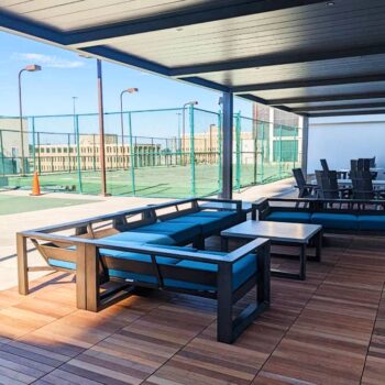 Outdoor Lounge Area on Ipe Deck Adjacent Tennis Court