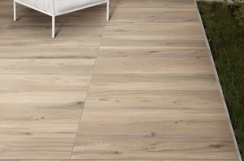 Walnut Brown Porcelain Pavers Planks Have Wood Look and Matte Finish