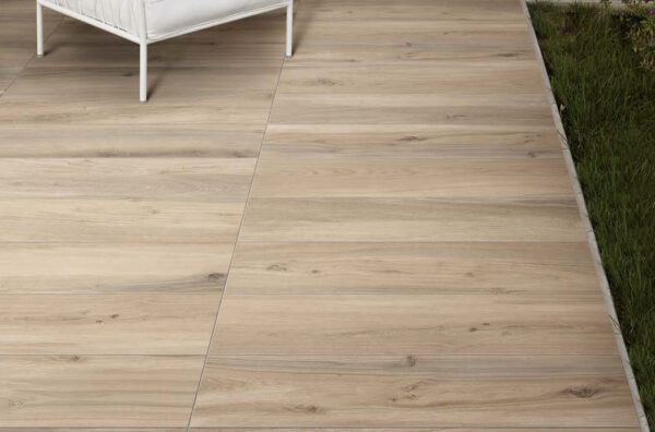 Walnut Brown Porcelain Pavers Planks Have Wood Look and Matte Finish