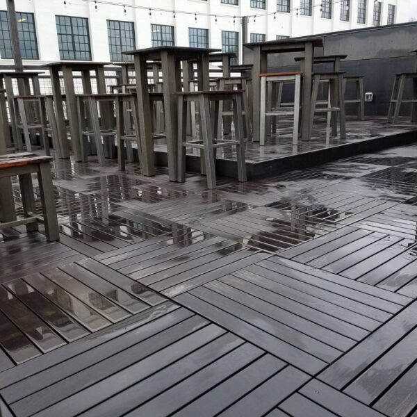 Commercial Rooftop Deck with Weathered and Wet Ipe Decking