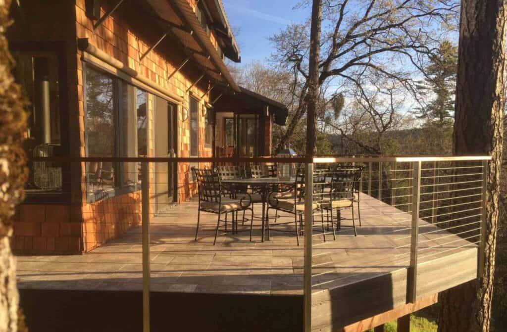 Luxury Residential Stone Deck System Over Wood Joists Uses Silca Grates to Create Outdoor Living Space