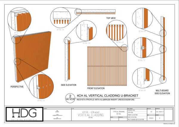 Thumbnail Image of Resysta Technical Drawing for 4CH Resysta Profile with Aluminum Insert, For Vertical Cladding with U-Bracket PDF